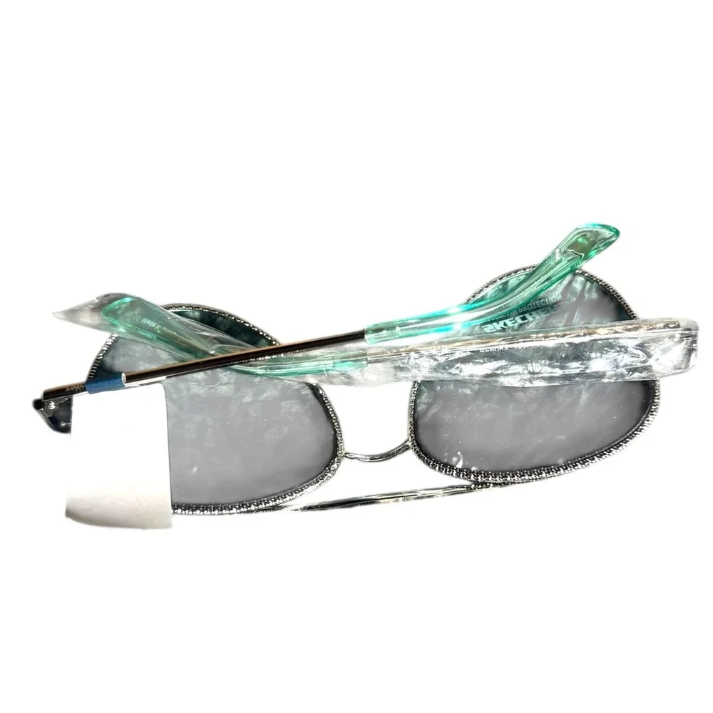 Skechers SE6083 Women's Aviator Sunglasses Silver Braided Gradient Smoke Lens